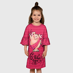 Платье клеш для девочки Поросенок купидон, цвет: 3D-принт — фото 2