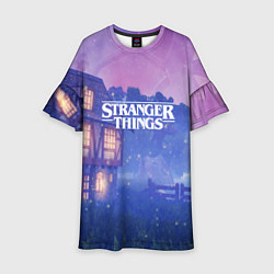 Платье клеш для девочки Stranger Things: Magic House цвета 3D-принт — фото 1
