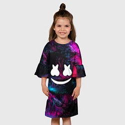 Платье клеш для девочки Marshmello NEON, цвет: 3D-принт — фото 2