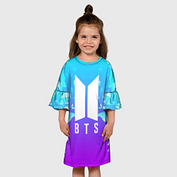 Платье клеш для девочки BTS: Violet Butterflies, цвет: 3D-принт — фото 2