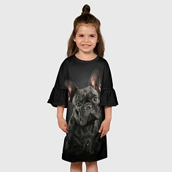 Платье клеш для девочки Французский бульдог, цвет: 3D-принт — фото 2