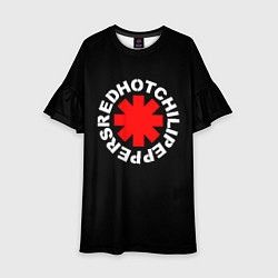 Платье клеш для девочки Red Hot chili peppers logo on black, цвет: 3D-принт