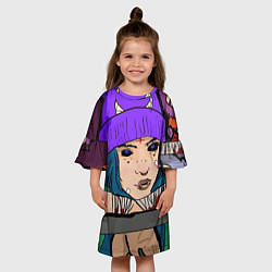 Платье клеш для девочки Билли Поке, цвет: 3D-принт — фото 2