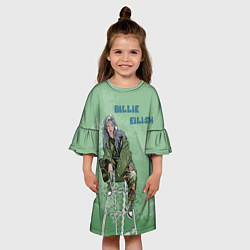 Платье клеш для девочки Billie Eilish: Green Motive, цвет: 3D-принт — фото 2
