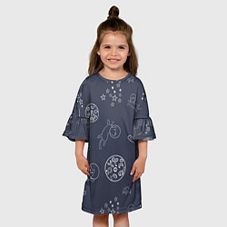 Платье клеш для девочки Космо киски, цвет: 3D-принт — фото 2
