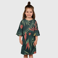 Платье клеш для девочки Тропический комуфляж, цвет: 3D-принт — фото 2