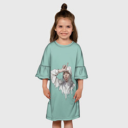 Платье клеш для девочки Billie Eilish Mint Art, цвет: 3D-принт — фото 2