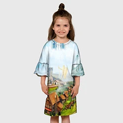 Платье клеш для девочки ГЕРОИ МЕЧА И МАГИИ, цвет: 3D-принт — фото 2