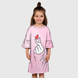 Платье клеш для девочки Сердечко пальцами, цвет: 3D-принт — фото 2