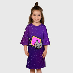 Платье клеш для девочки Nyan Cat, цвет: 3D-принт — фото 2