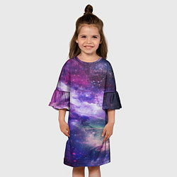 Платье клеш для девочки Фрактал космос, цвет: 3D-принт — фото 2