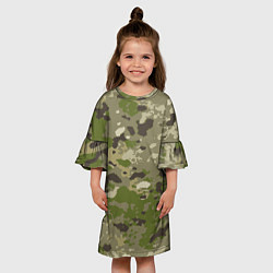 Платье клеш для девочки Камуфляж: болотный, цвет: 3D-принт — фото 2