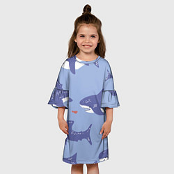 Платье клеш для девочки Акулий косяк, цвет: 3D-принт — фото 2