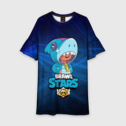 Платье клеш для девочки Brawl stars leon shark, цвет: 3D-принт