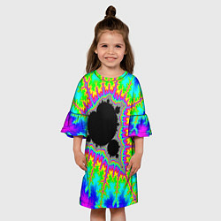 Платье клеш для девочки Фрактальная кислотная черная дыра - множество Манд, цвет: 3D-принт — фото 2