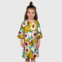 Платье клеш для девочки Морожки с глазами, цвет: 3D-принт — фото 2
