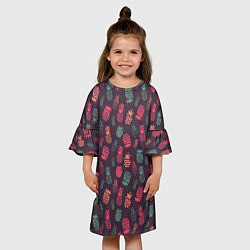 Платье клеш для девочки Ананасовый экспресс, цвет: 3D-принт — фото 2
