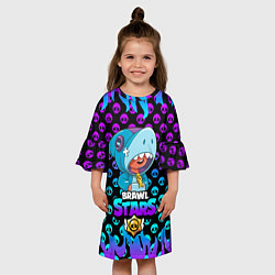 Платье клеш для девочки Brawl stars leon shark, цвет: 3D-принт — фото 2