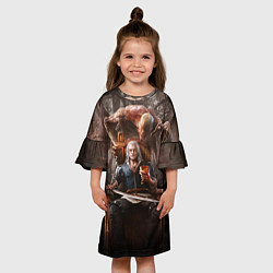 Платье клеш для девочки КРОВЬ И ВЕДЬМАК, цвет: 3D-принт — фото 2