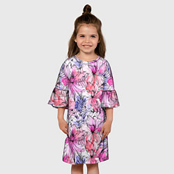 Платье клеш для девочки Акварельные цветы, цвет: 3D-принт — фото 2