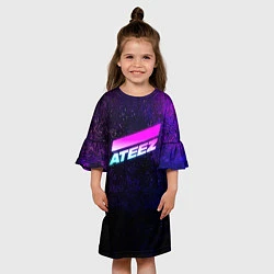 Платье клеш для девочки ATEEZ neon, цвет: 3D-принт — фото 2
