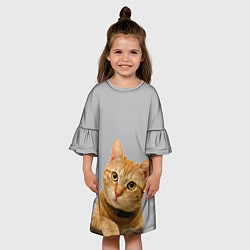 Платье клеш для девочки Рыжий котик, цвет: 3D-принт — фото 2