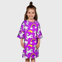 Платье клеш для девочки Единороги паттерн, цвет: 3D-принт — фото 2