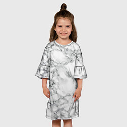 Платье клеш для девочки Мрамор, цвет: 3D-принт — фото 2