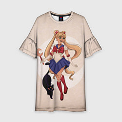 Платье клеш для девочки Sailor Moon, цвет: 3D-принт