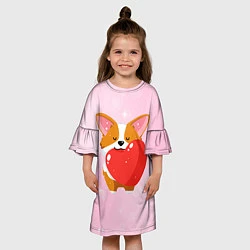 Платье клеш для девочки Милый корги, цвет: 3D-принт — фото 2