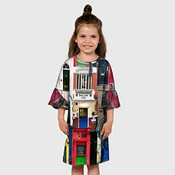Платье клеш для девочки London doors цифровой коллаж, цвет: 3D-принт — фото 2