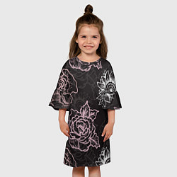Платье клеш для девочки Цветочный узор, цвет: 3D-принт — фото 2
