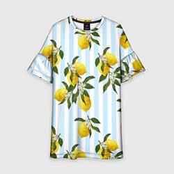 Платье клеш для девочки Лимоны, цвет: 3D-принт