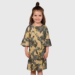 Платье клеш для девочки Бежево-зеленая, цвет: 3D-принт — фото 2