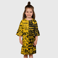 Платье клеш для девочки ЛОГОТИПЫ РОК ГРУПП, цвет: 3D-принт — фото 2