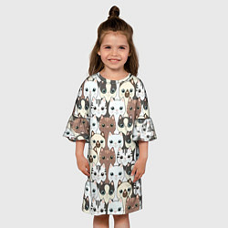 Платье клеш для девочки Кошачьи моськи, цвет: 3D-принт — фото 2