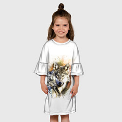 Платье клеш для девочки Wolf, цвет: 3D-принт — фото 2