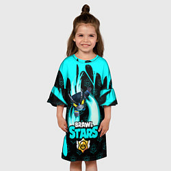 Платье клеш для девочки Brawl stars mecha crow, цвет: 3D-принт — фото 2