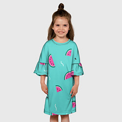 Платье клеш для девочки Арбузики, цвет: 3D-принт — фото 2