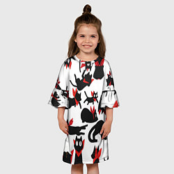 Платье клеш для девочки Черный котик, цвет: 3D-принт — фото 2