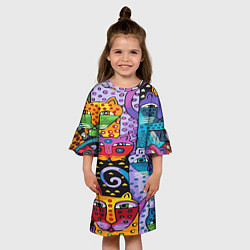 Платье клеш для девочки КОТЯТА ЖИВОПИСЬ, цвет: 3D-принт — фото 2