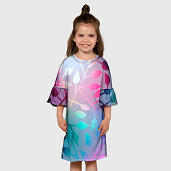 Платье клеш для девочки Листья, цвет: 3D-принт — фото 2