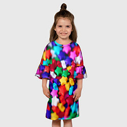 Платье клеш для девочки Разноцветные звездочки звезды, цвет: 3D-принт — фото 2