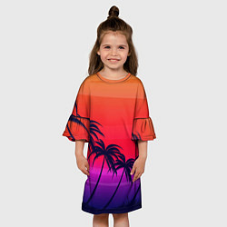 Платье клеш для девочки Очеровательный закат, цвет: 3D-принт — фото 2