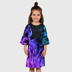 Платье клеш для девочки ОГОНЬ НЕОН, цвет: 3D-принт — фото 2