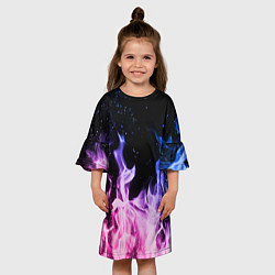 Платье клеш для девочки НЕОНОВЫЙ ОГОНЬ, цвет: 3D-принт — фото 2