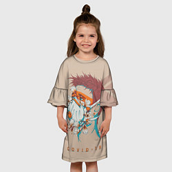 Платье клеш для девочки Коронавирус covid 19, цвет: 3D-принт — фото 2