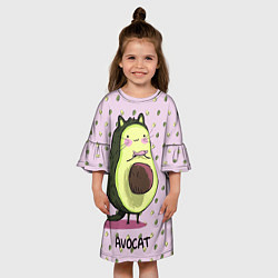 Платье клеш для девочки Авокадо Кот, цвет: 3D-принт — фото 2