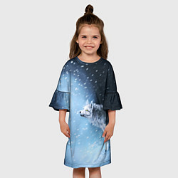Платье клеш для девочки ВОЛК ЗИМА D, цвет: 3D-принт — фото 2
