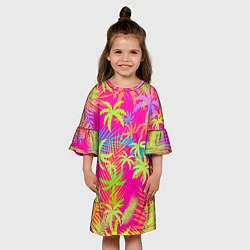 Платье клеш для девочки ПАЛЬМЫ ТРОПИКИ, цвет: 3D-принт — фото 2